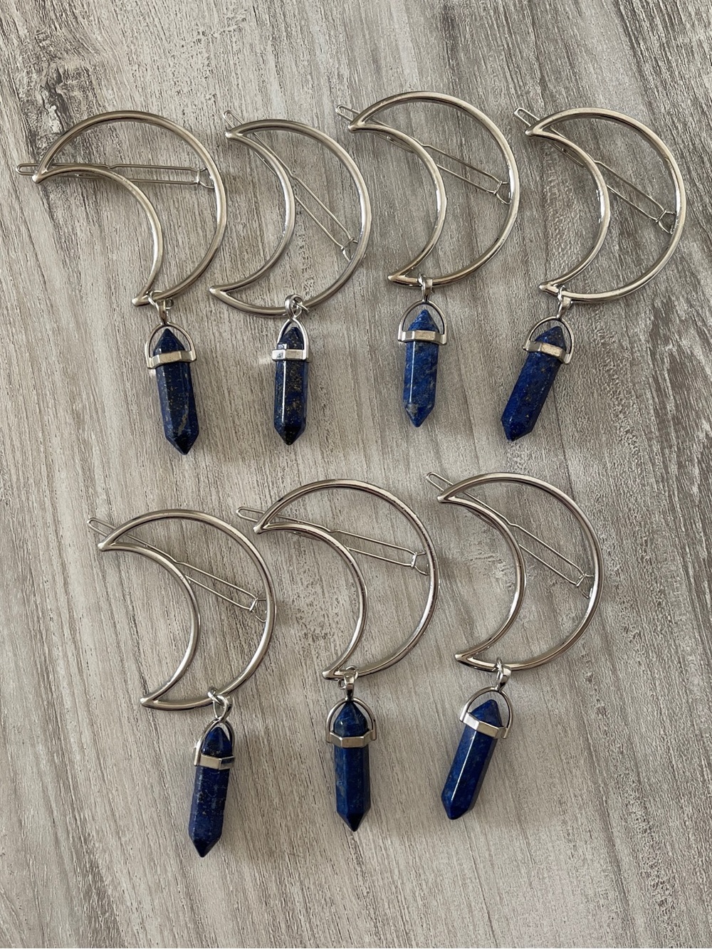 Lapis Lazuli Crystal Moon Hair Clip